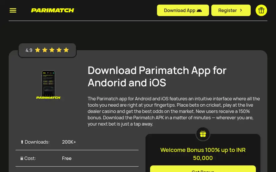 Screenshot of parimatchapp.org