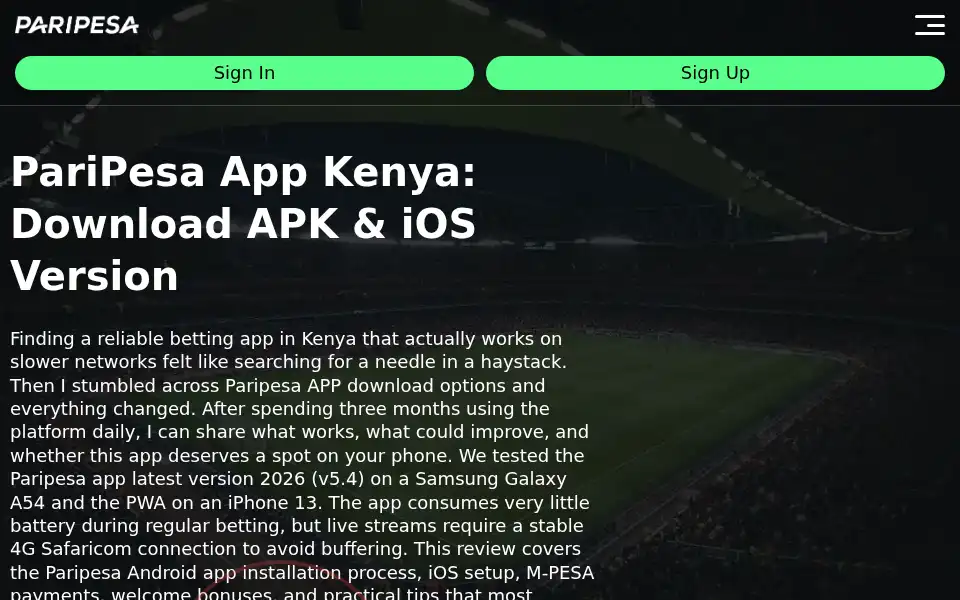 Screenshot of paripesa.app