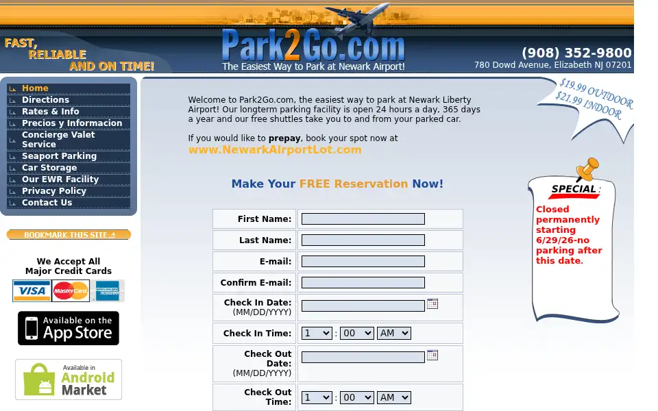 Screenshot of park2go.com