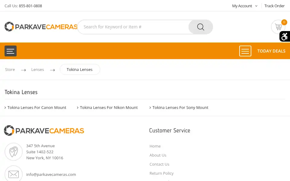 Screenshot of parkavecameras.com