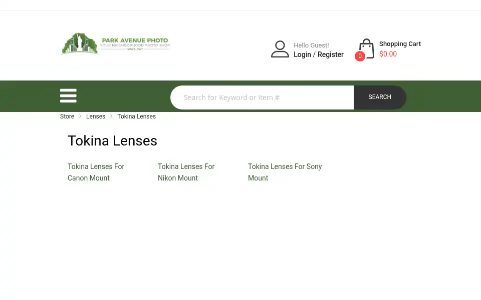 Screenshot of parkavephoto.com