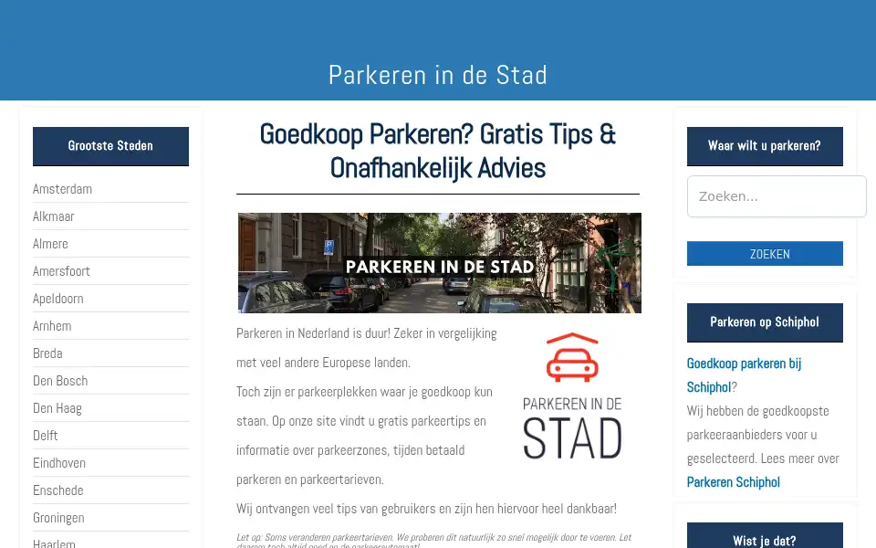 Screenshot of parkerenindestad.nl