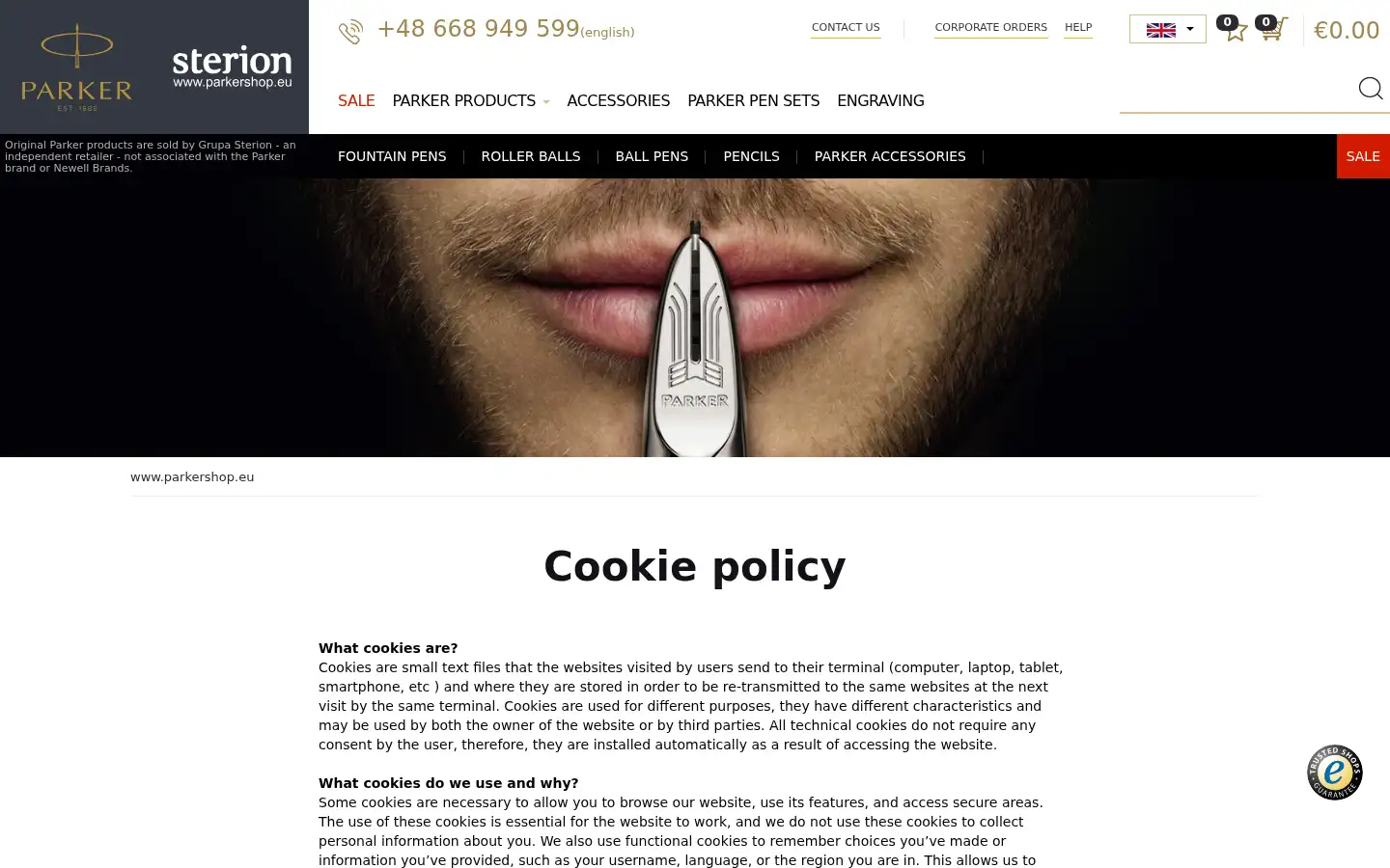 Screenshot of parkershop.eu