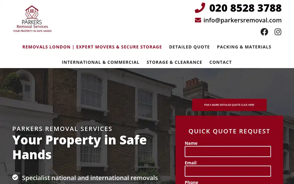 Screenshot of parkersremoval.com