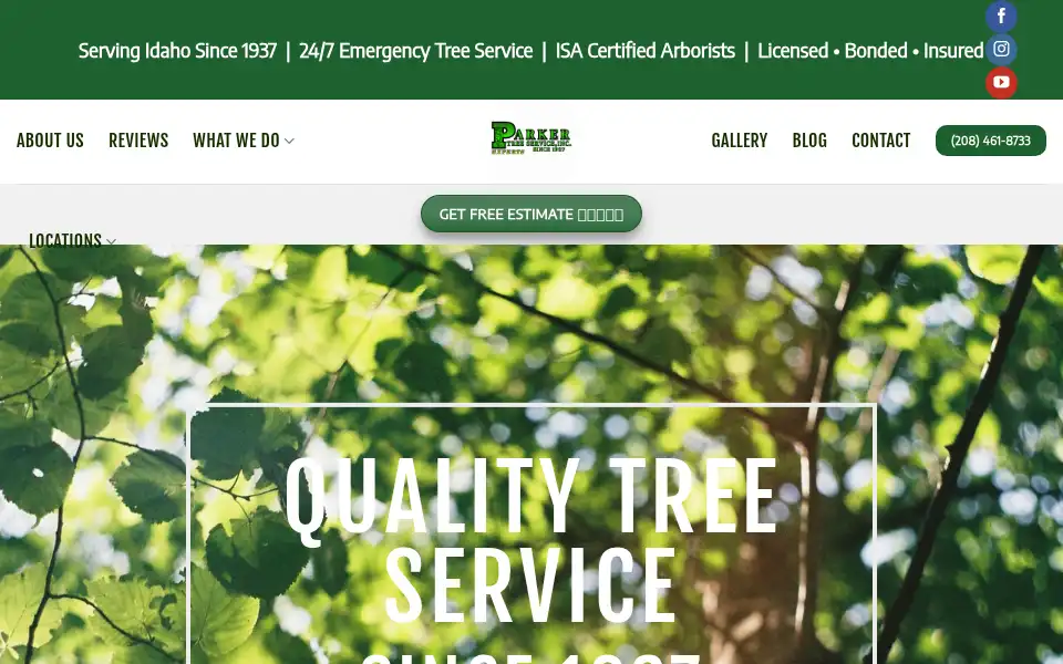 Screenshot of parkertreeservice.com