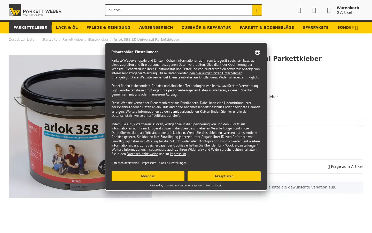 Screenshot of parkett-weber-shop.de
