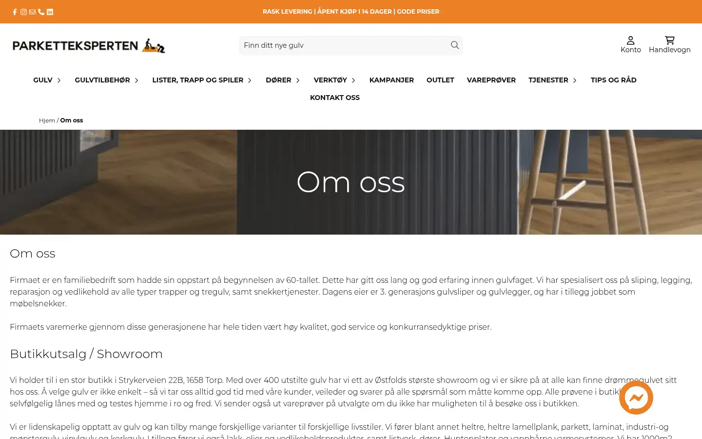 Screenshot of parketteksperten.no