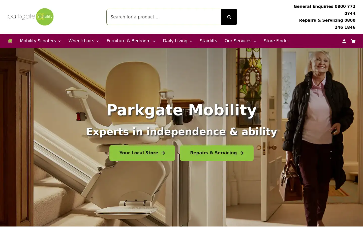 Screenshot of parkgatemobility.co.uk