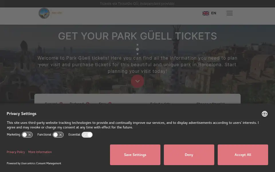 Screenshot of parkguellticket.com