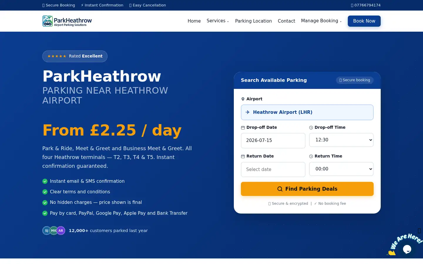 Screenshot of parkheathrow.uk