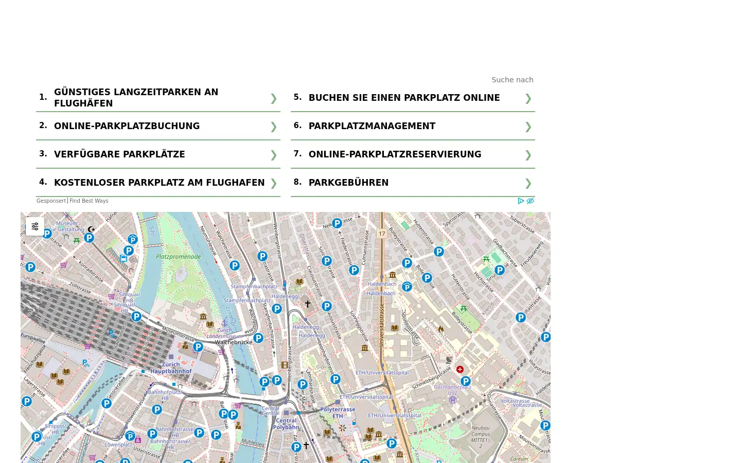 Screenshot of parking.ch