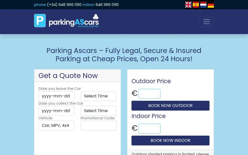 Screenshot of parkingascars.com