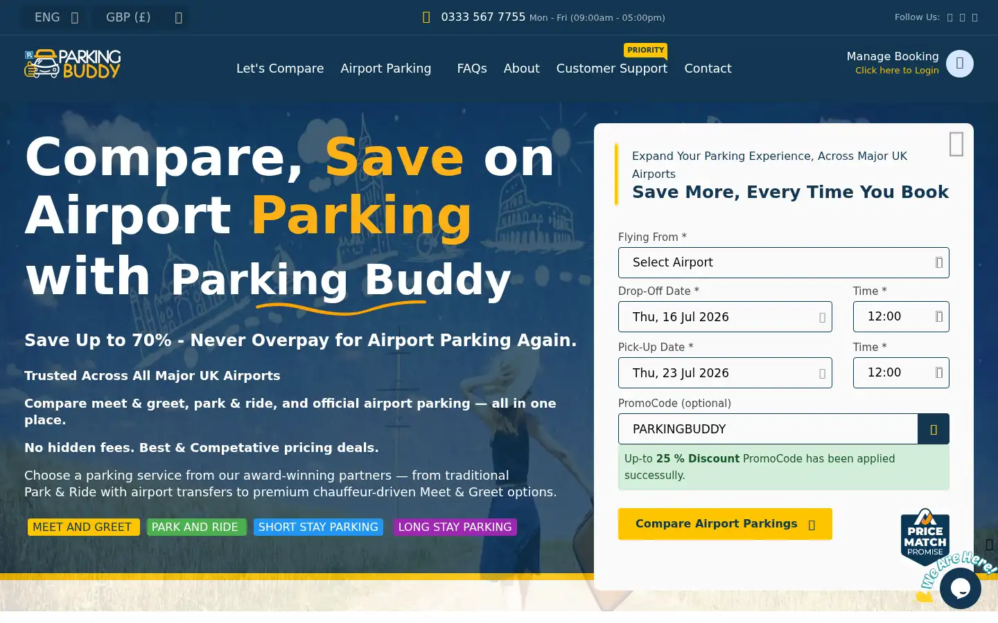 Screenshot of parkingbuddy.co.uk