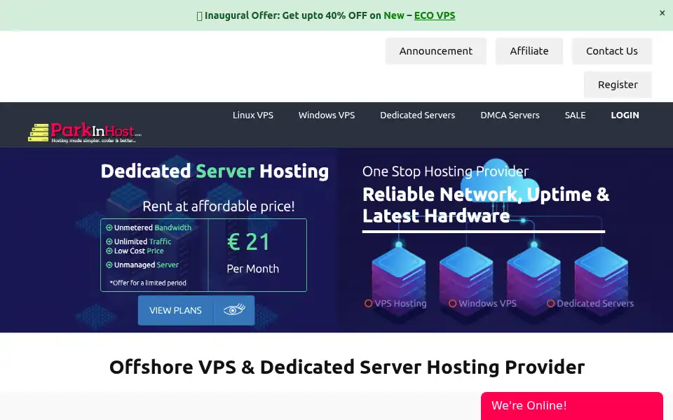 Screenshot of parkinhost.com