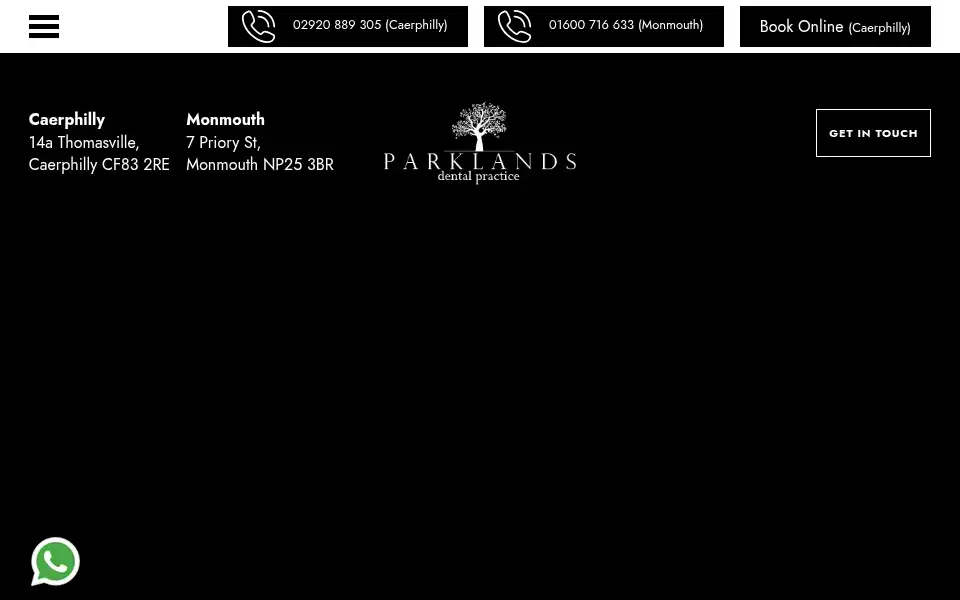 Screenshot of parklandsdental.com