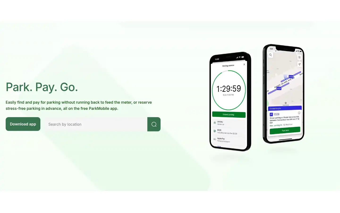 Screenshot of parkmobile.io