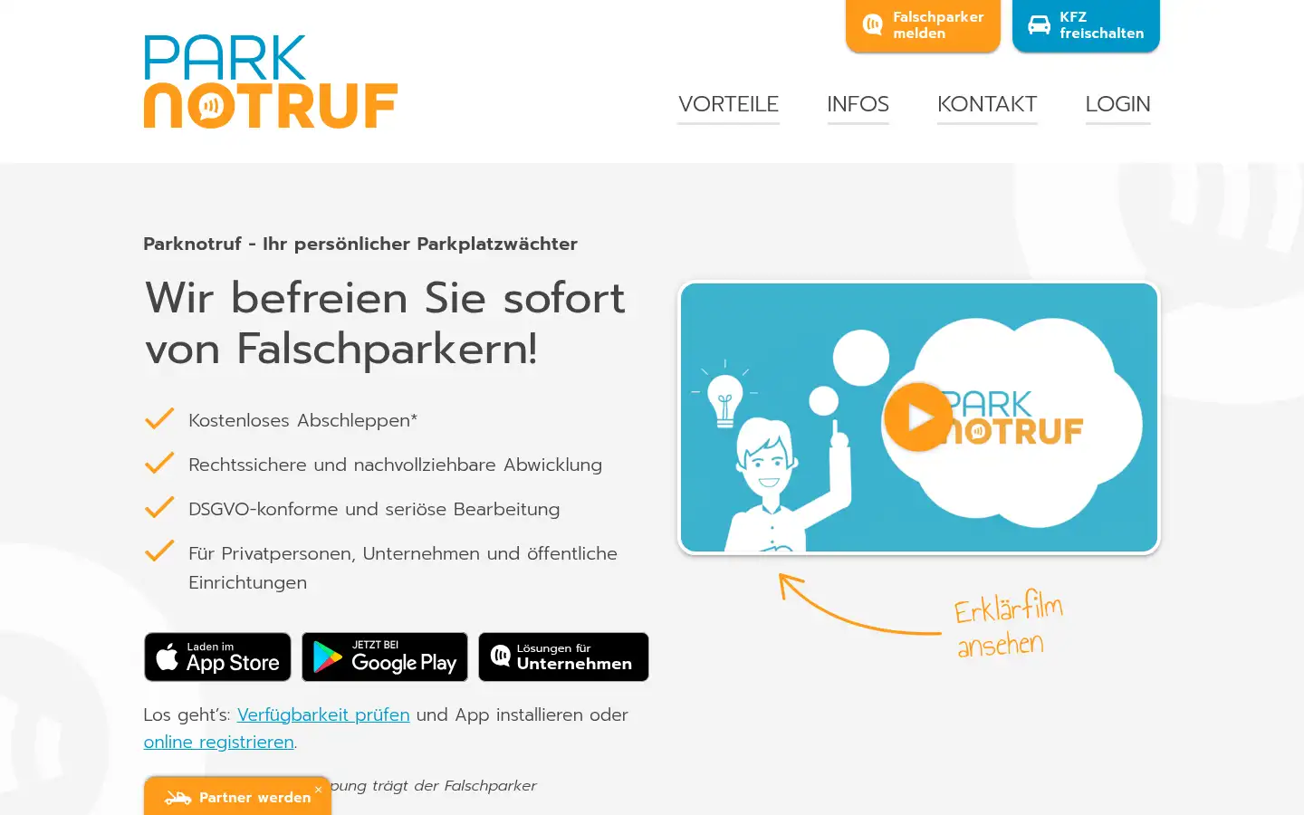 Screenshot of parknotruf.de