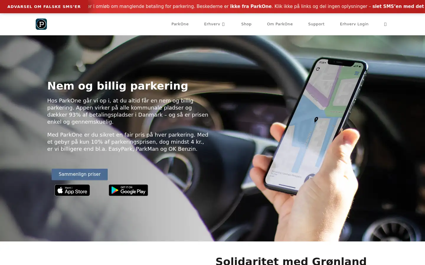 Screenshot of parkone.dk