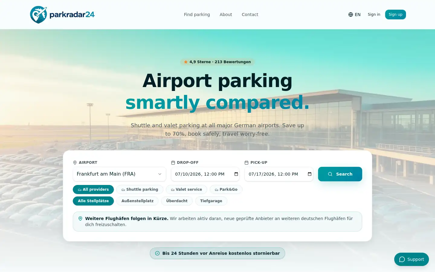 Screenshot of parkradar24.de