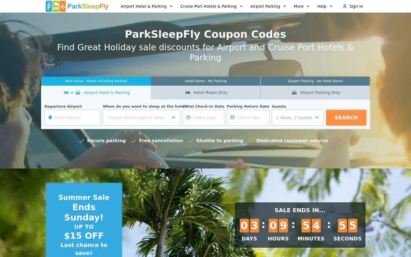 Screenshot of parksleepfly.com