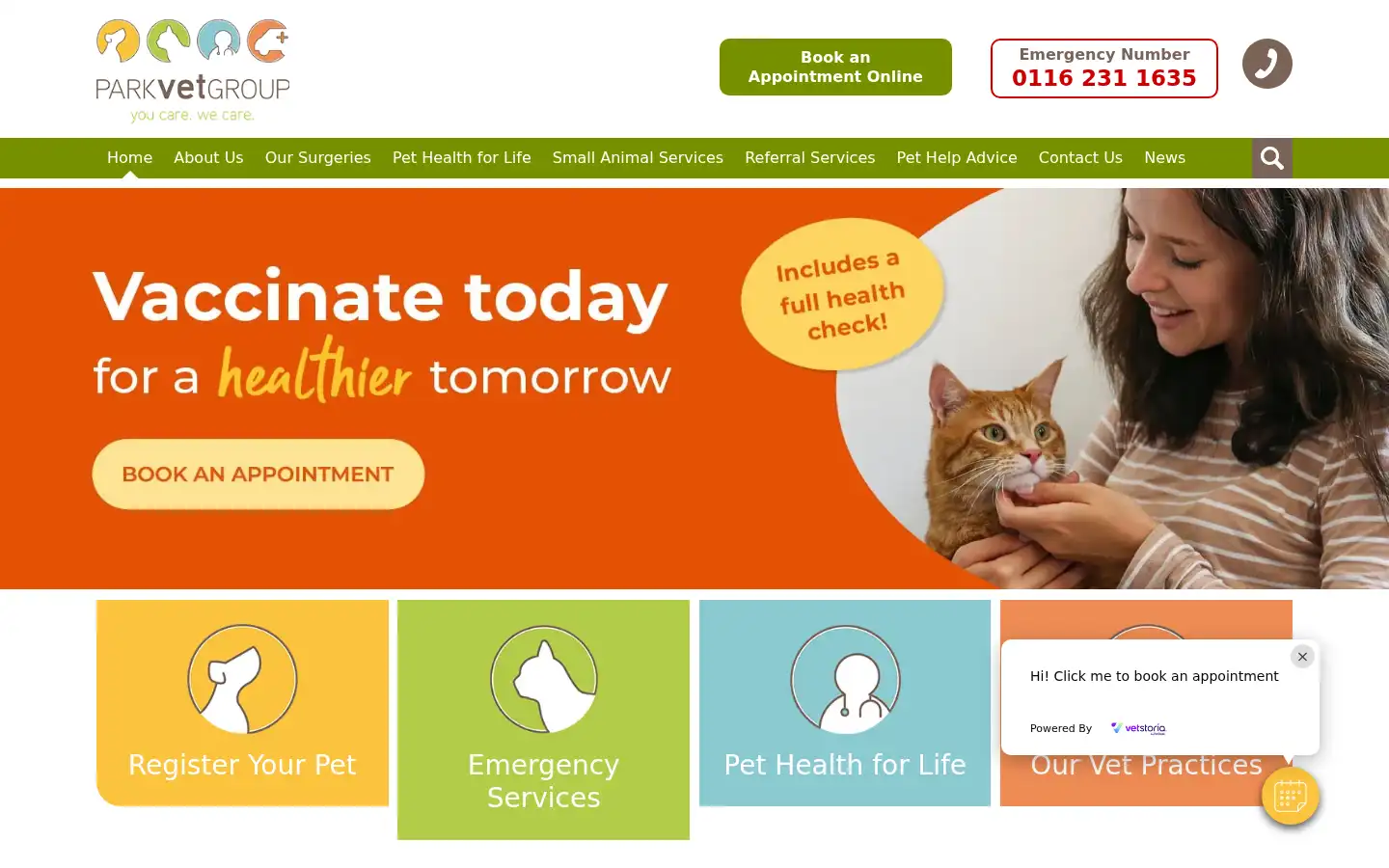 Screenshot of parkvetgroup.com