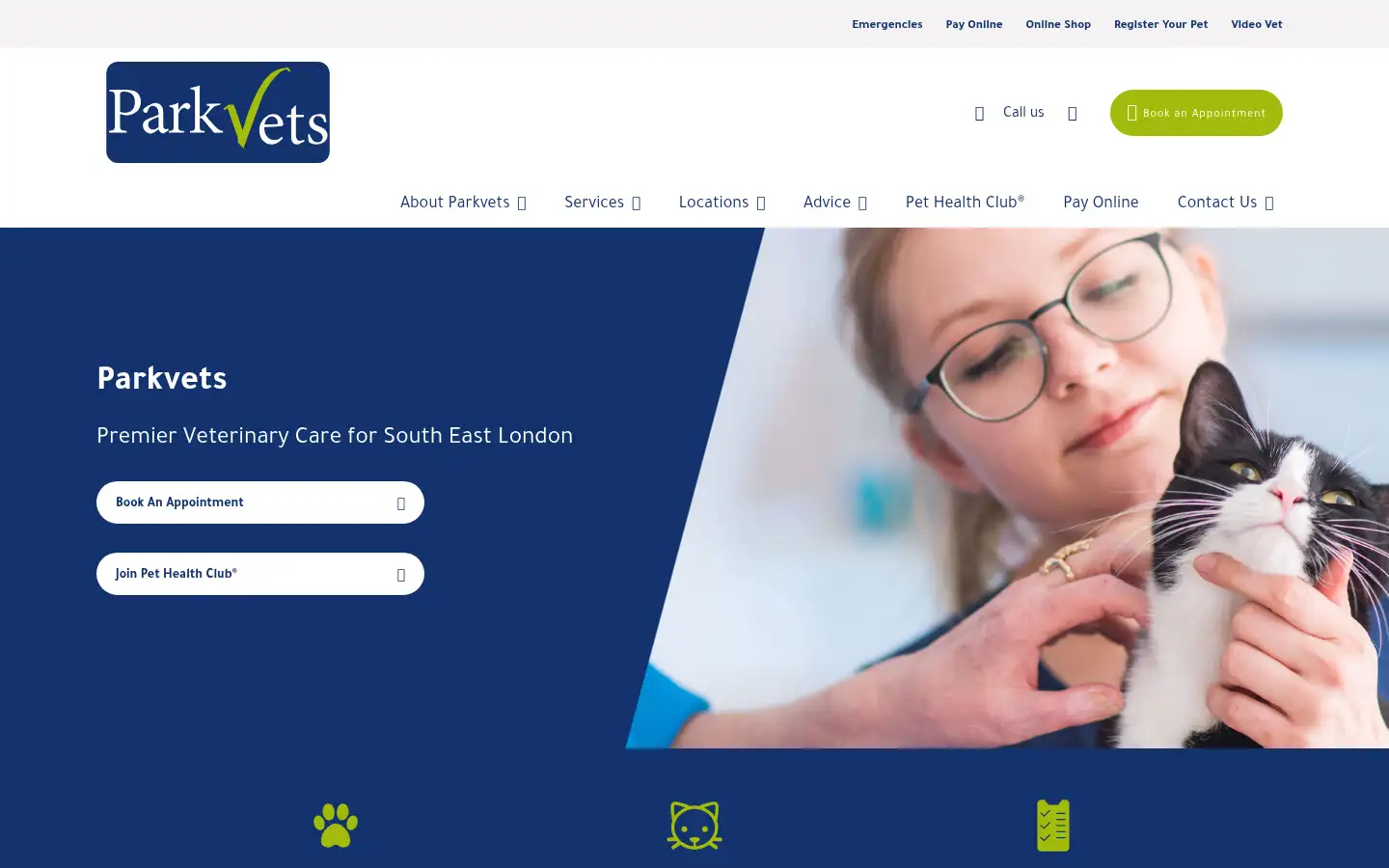 Screenshot of parkvets.com