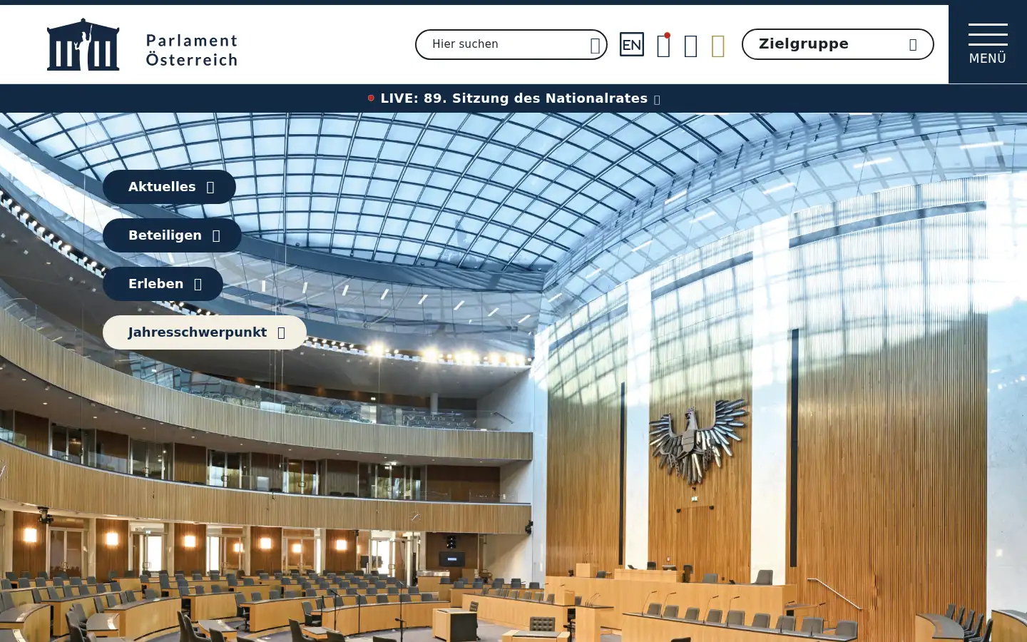 Screenshot of parlament.gv.at