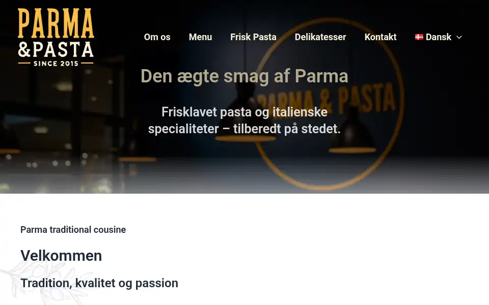 Screenshot of parmapasta.dk