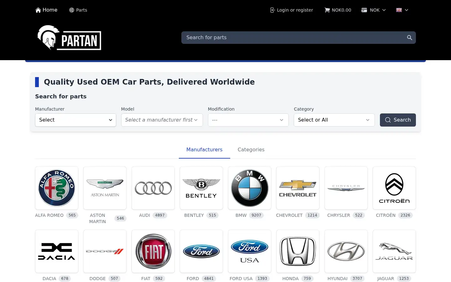 Screenshot of partan.eu