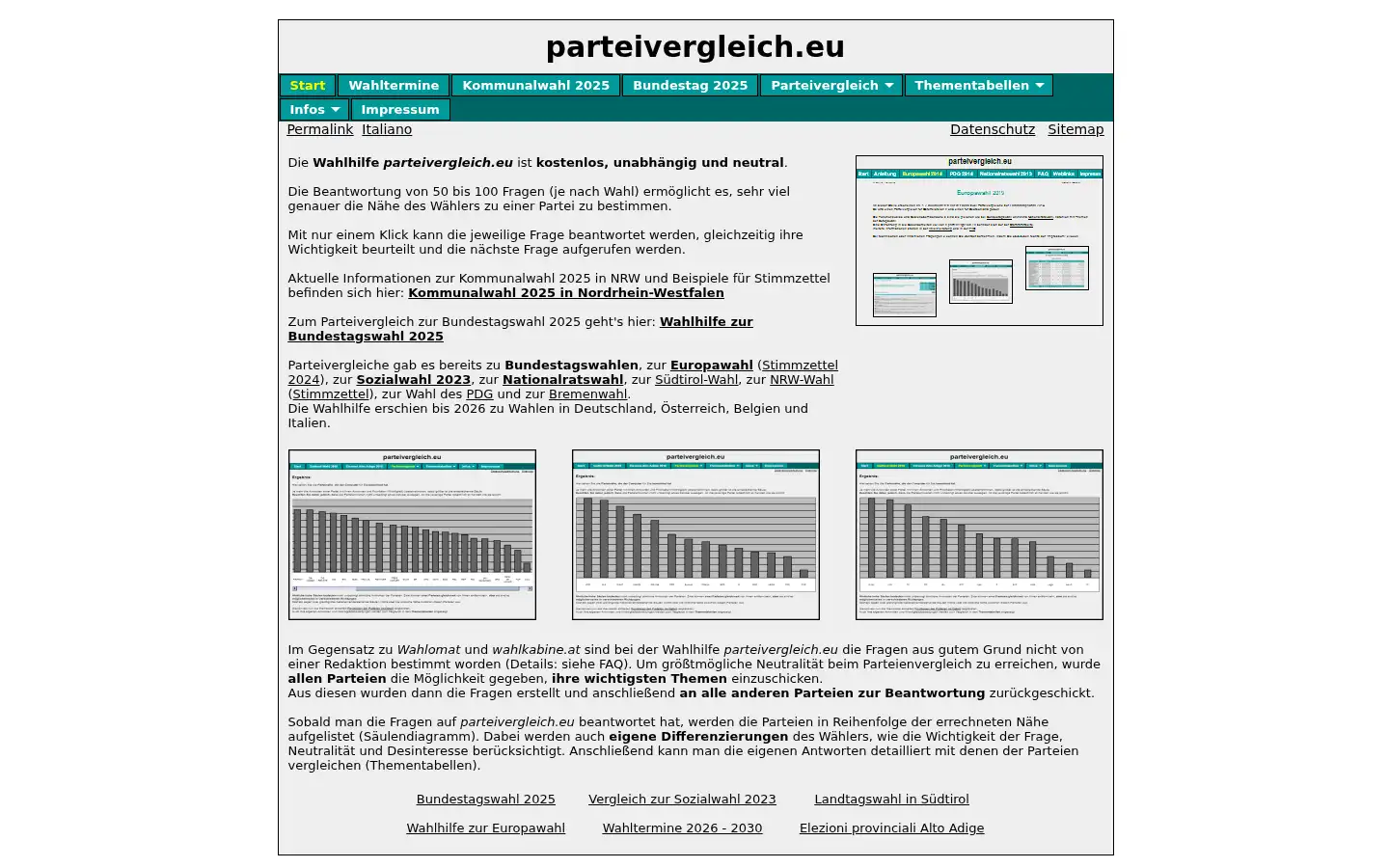 Screenshot of parteivergleich.eu