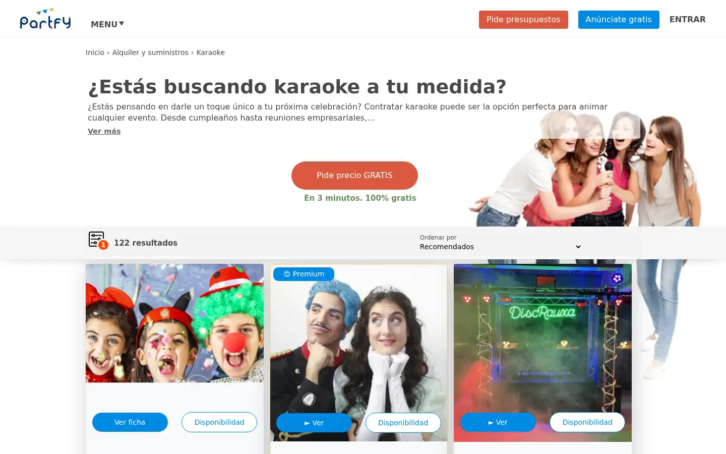 Screenshot of partfy.com