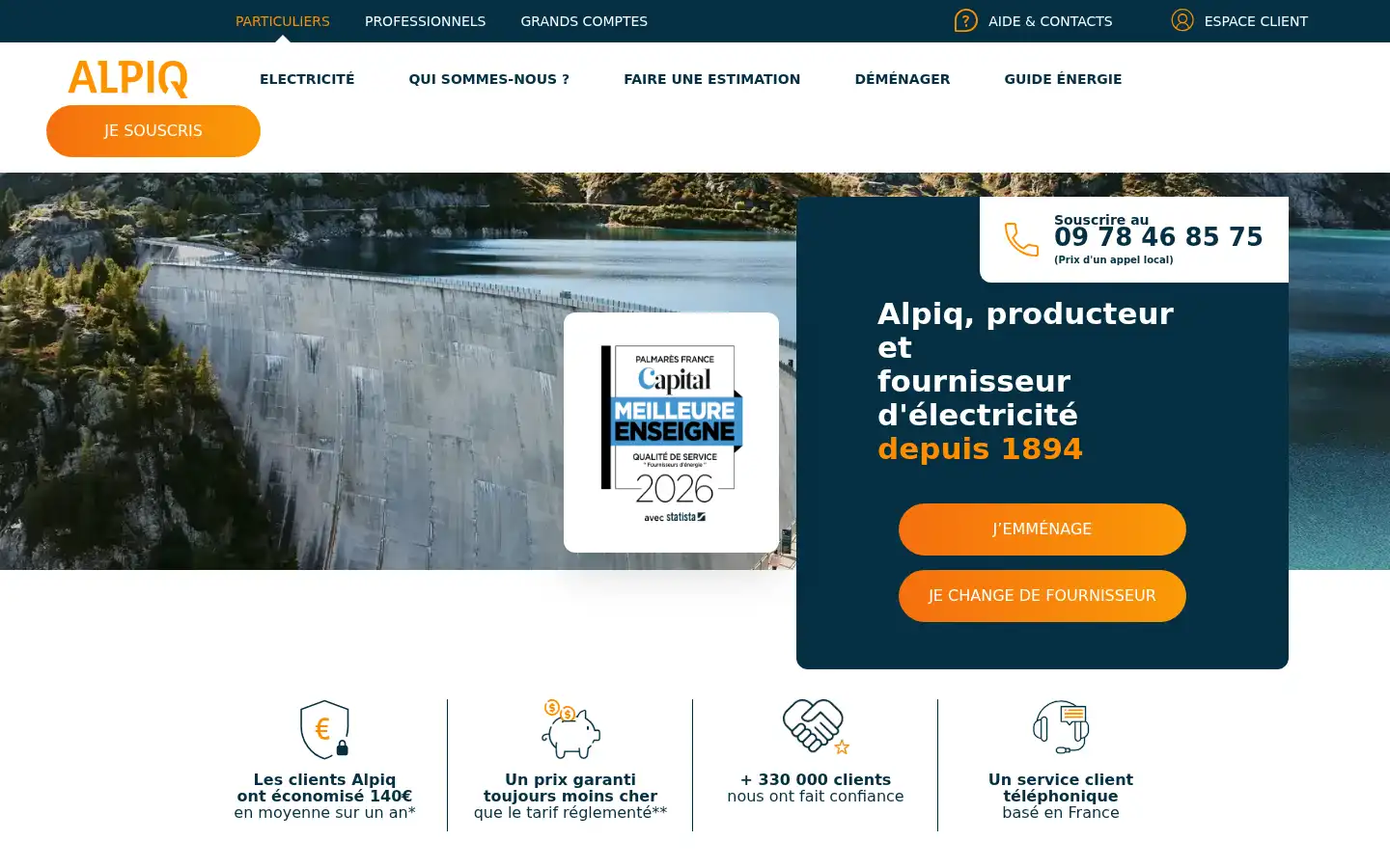 Screenshot of particuliers.alpiq.fr
