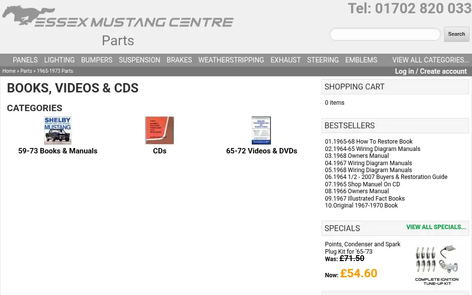 Screenshot of parts.essexmustang.com