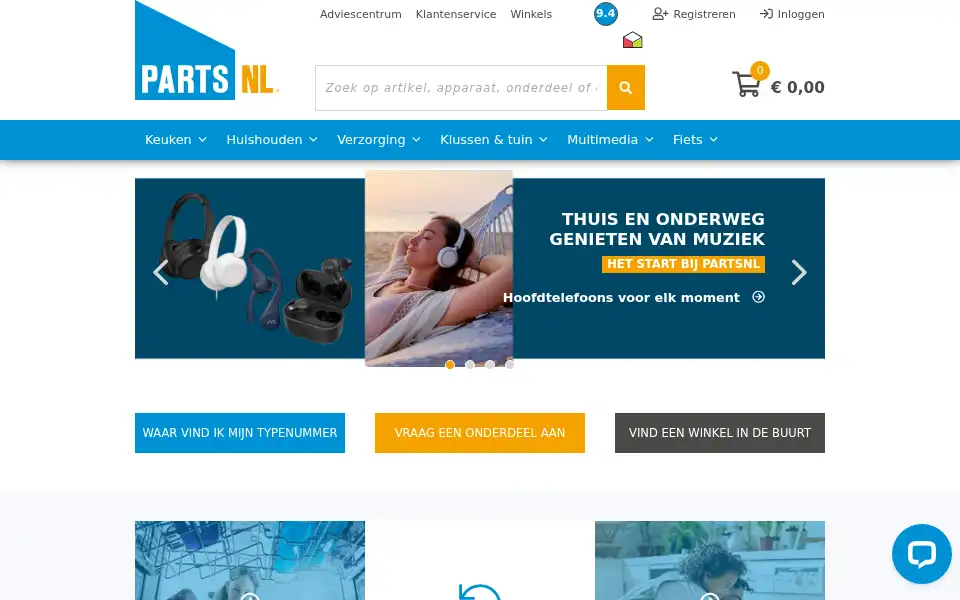 Screenshot of parts.nl