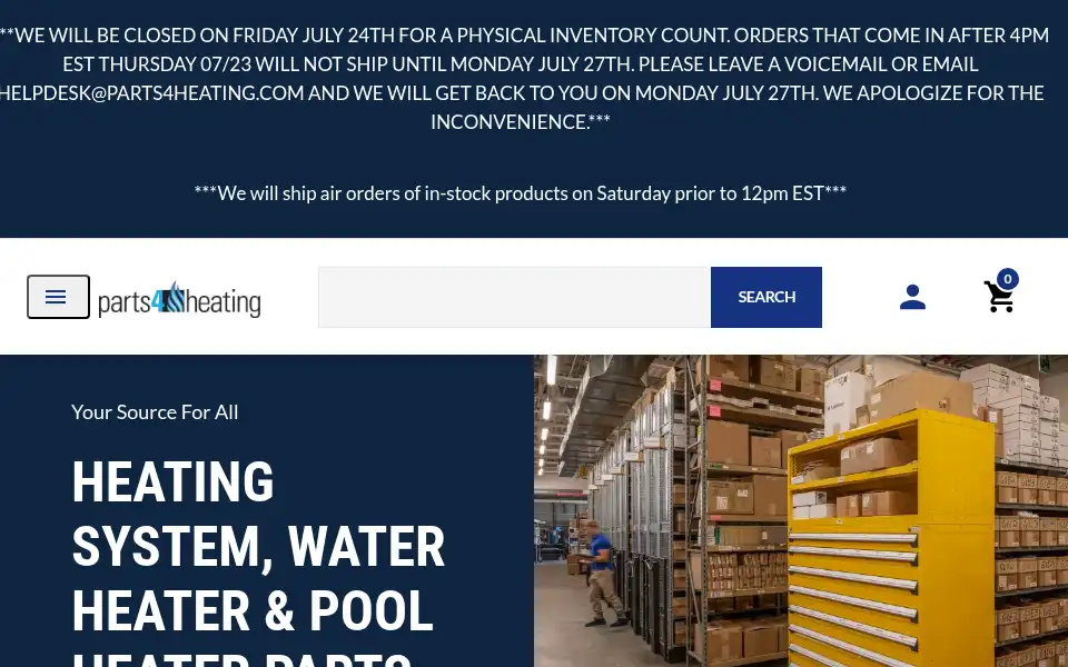 Screenshot of parts4heating.com