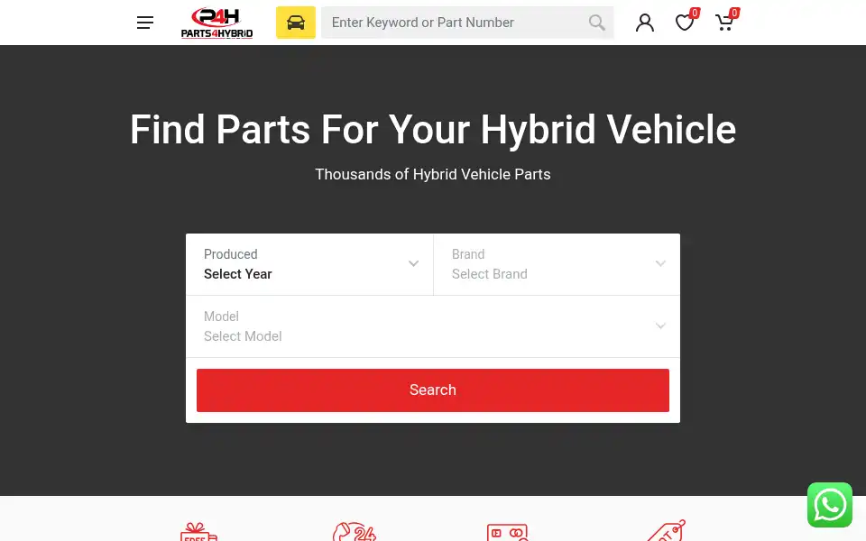 Screenshot of parts4hybrid.co.uk