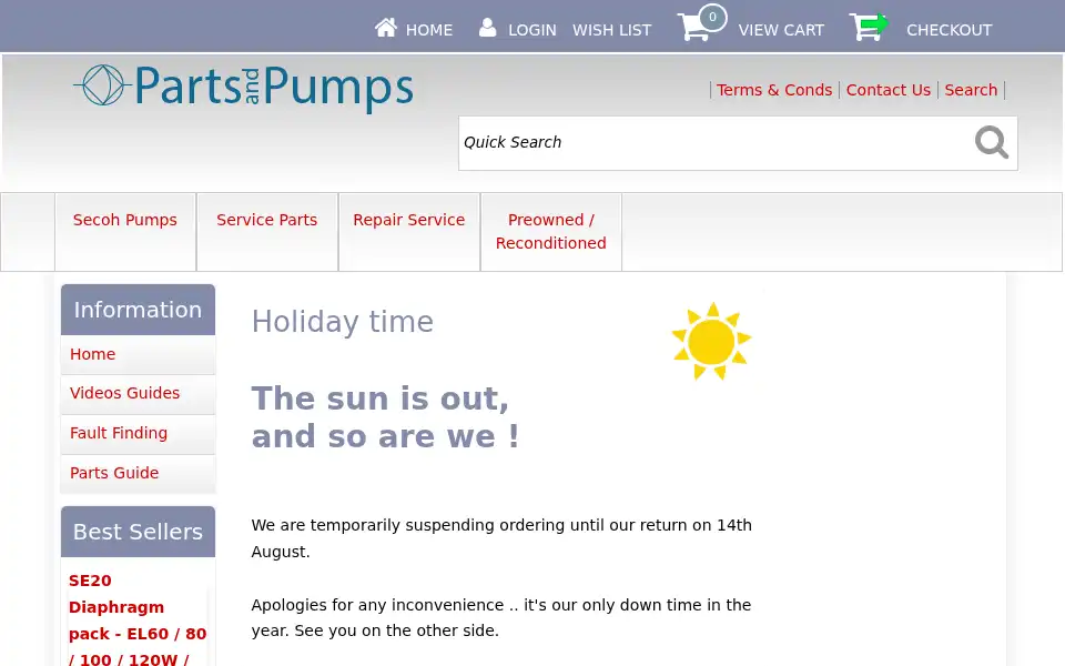 Screenshot of partsandpumps.co.uk