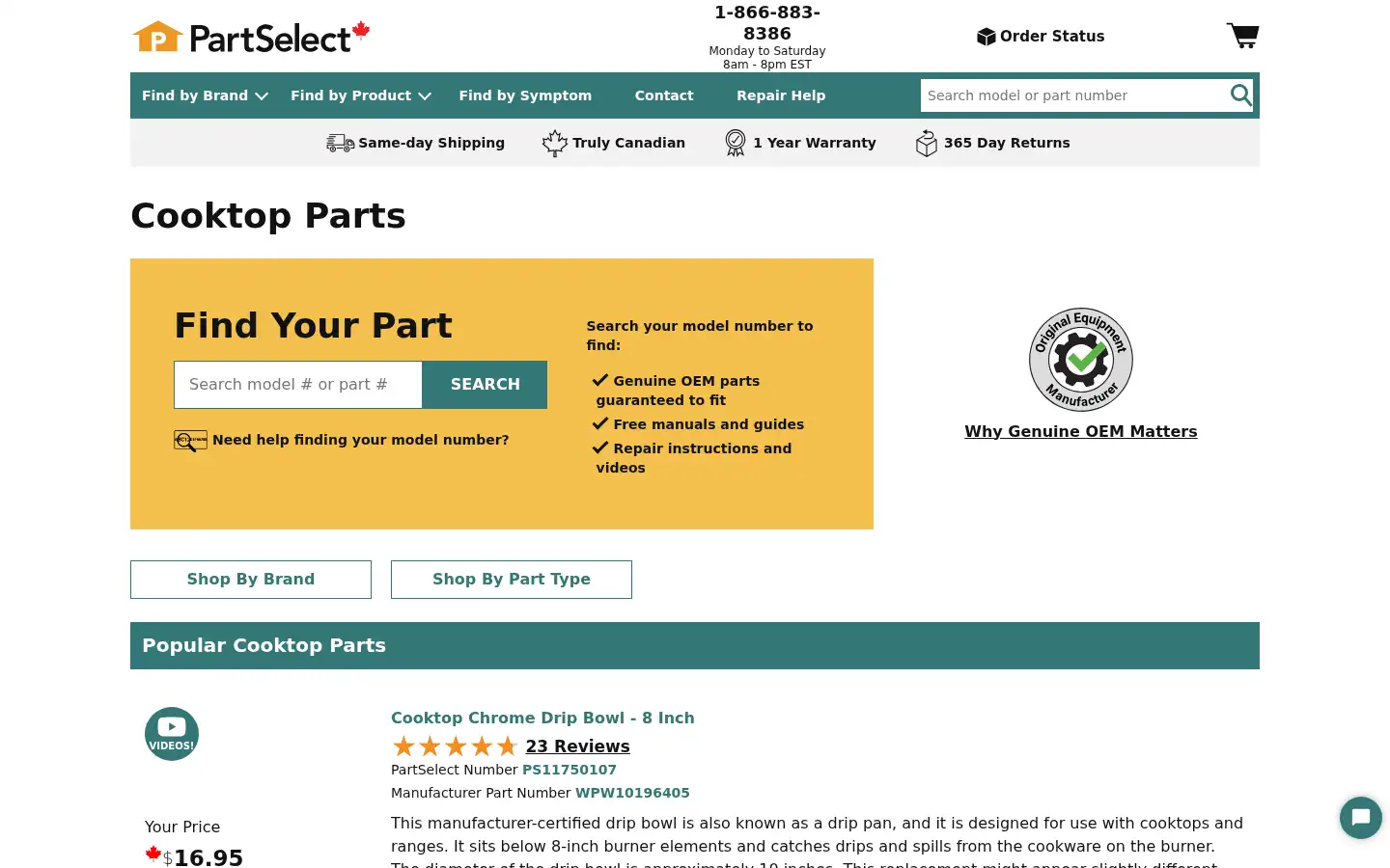 Screenshot of partselect.ca