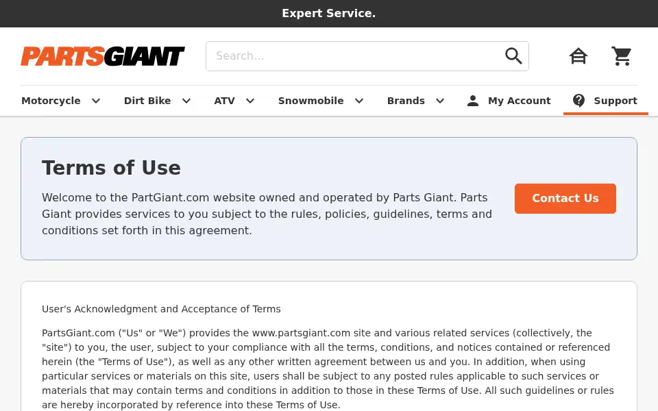 Screenshot of partsgiant.com