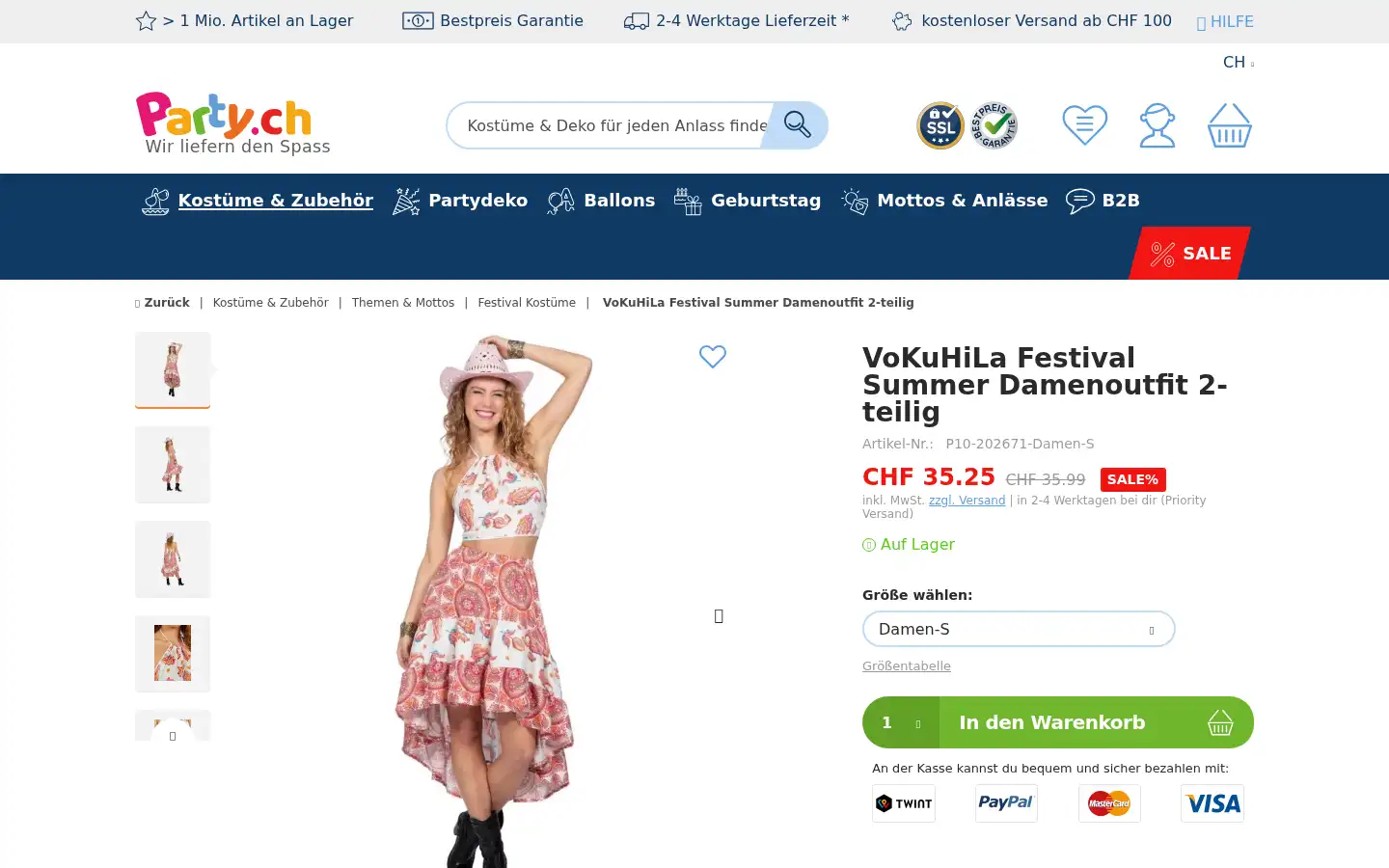 Screenshot of party.ch