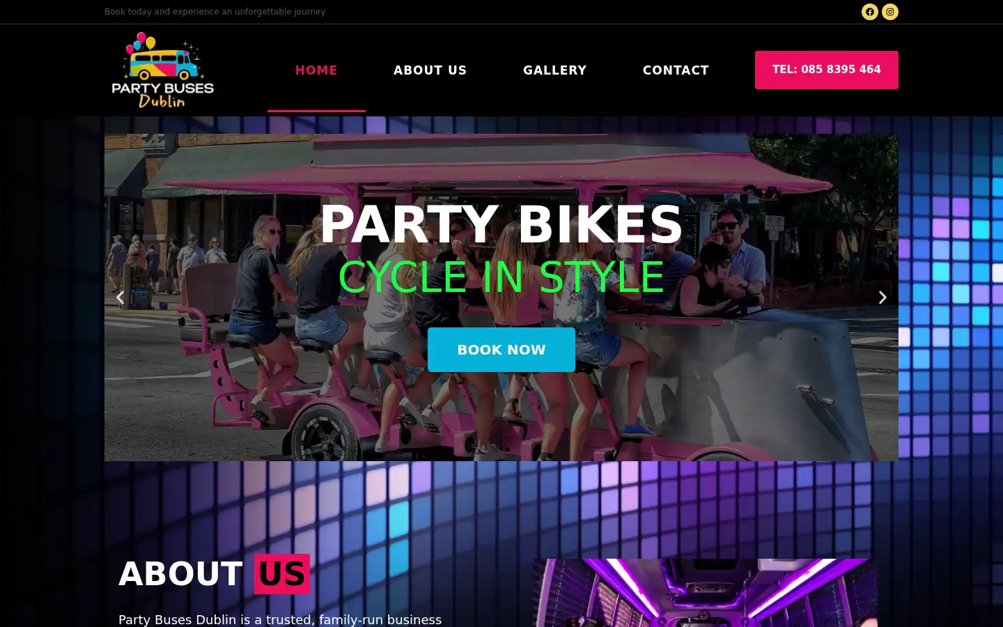 Screenshot of partybusesdublin.ie