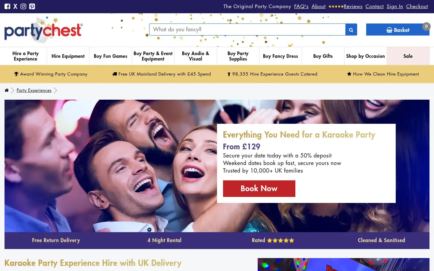 Screenshot of partychest.co.uk