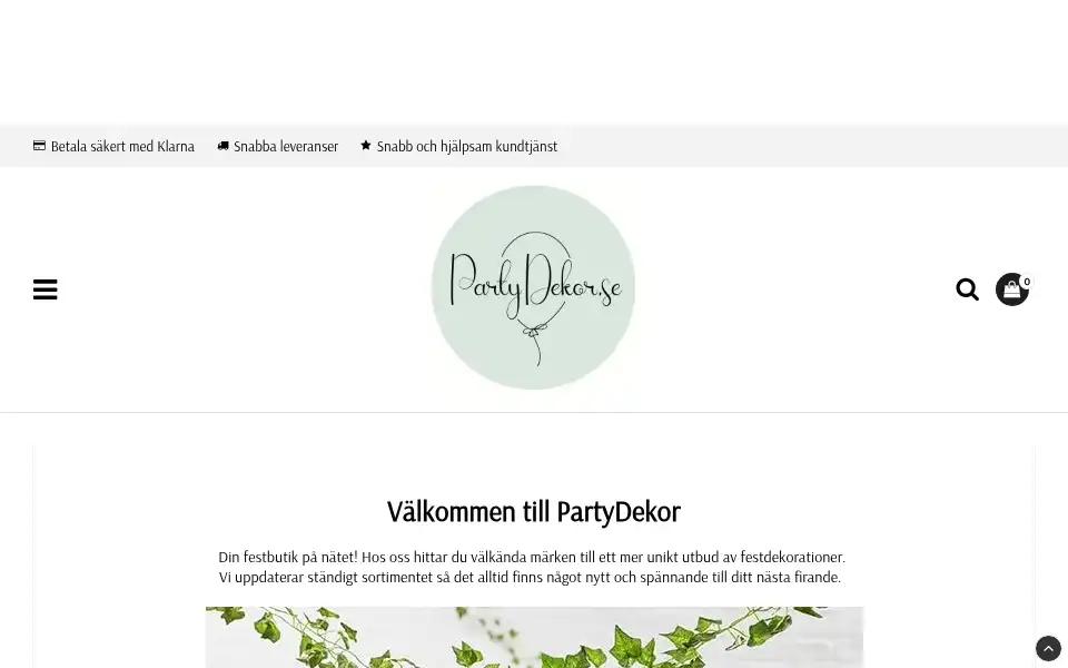 Screenshot of partydekor.se