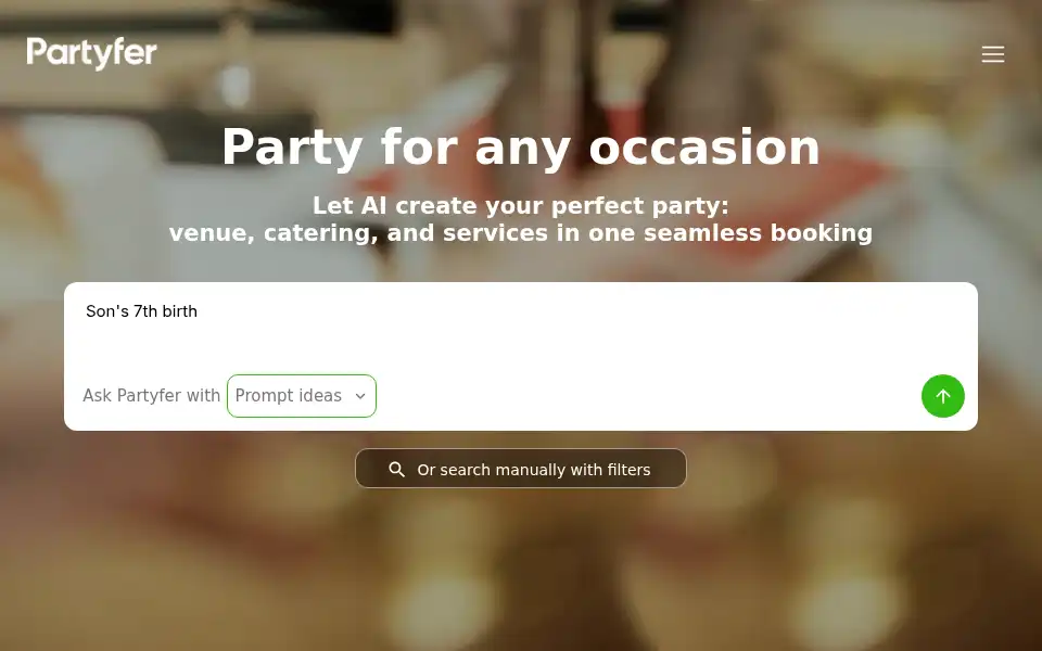 Screenshot of partyfer.com