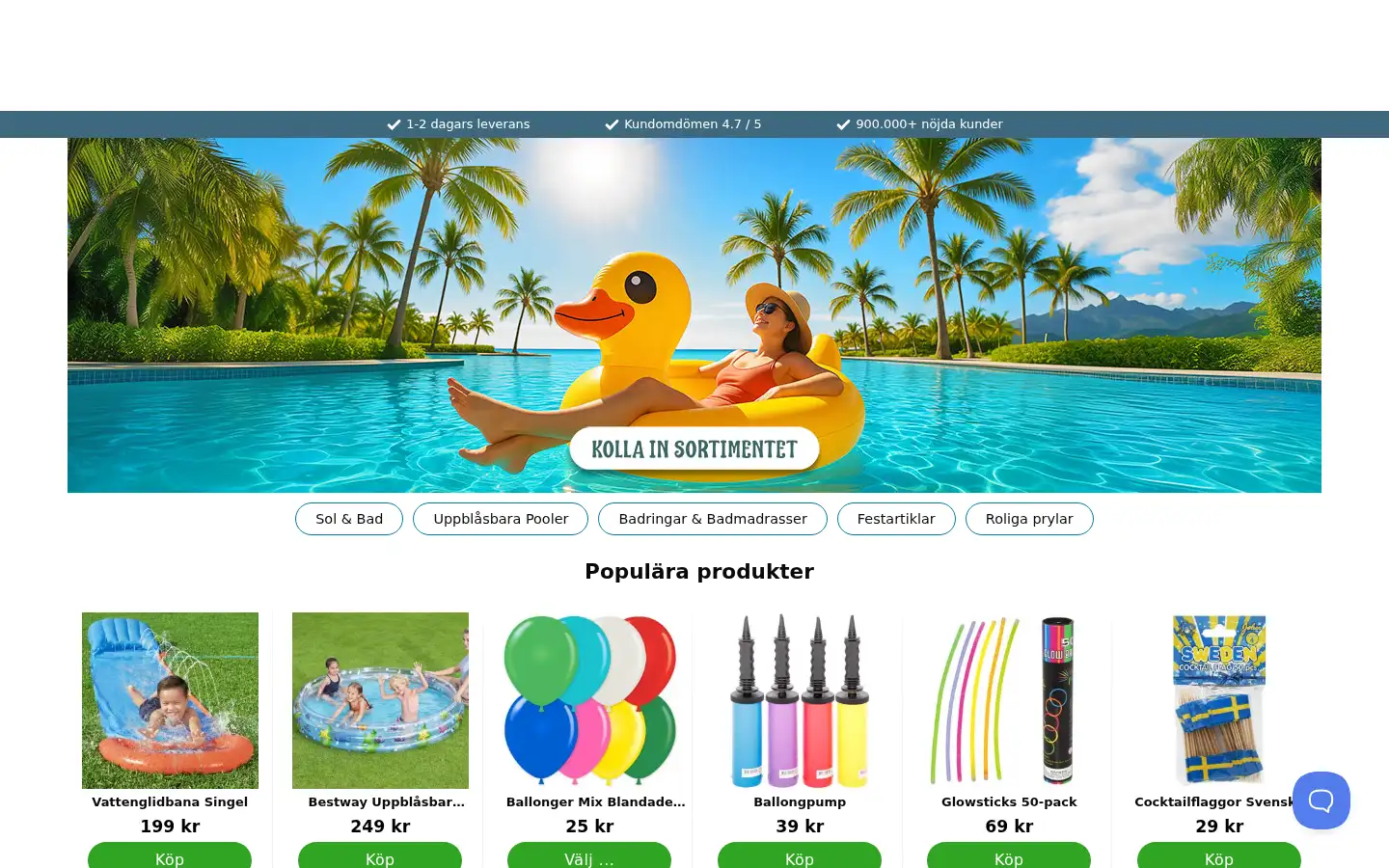 Screenshot of partyhallen.se