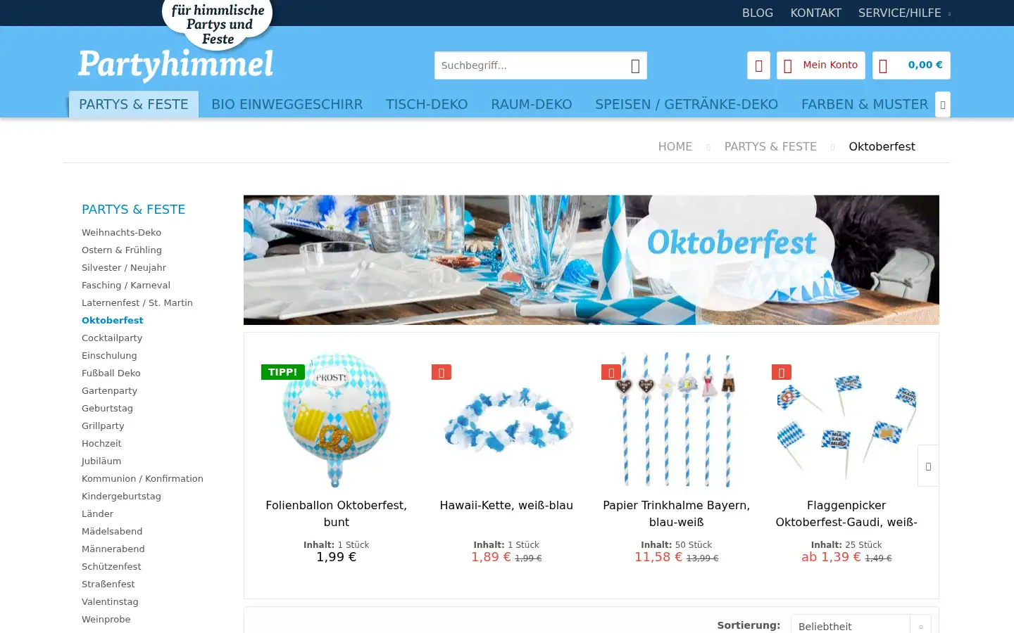 Screenshot of partyhimmel.de