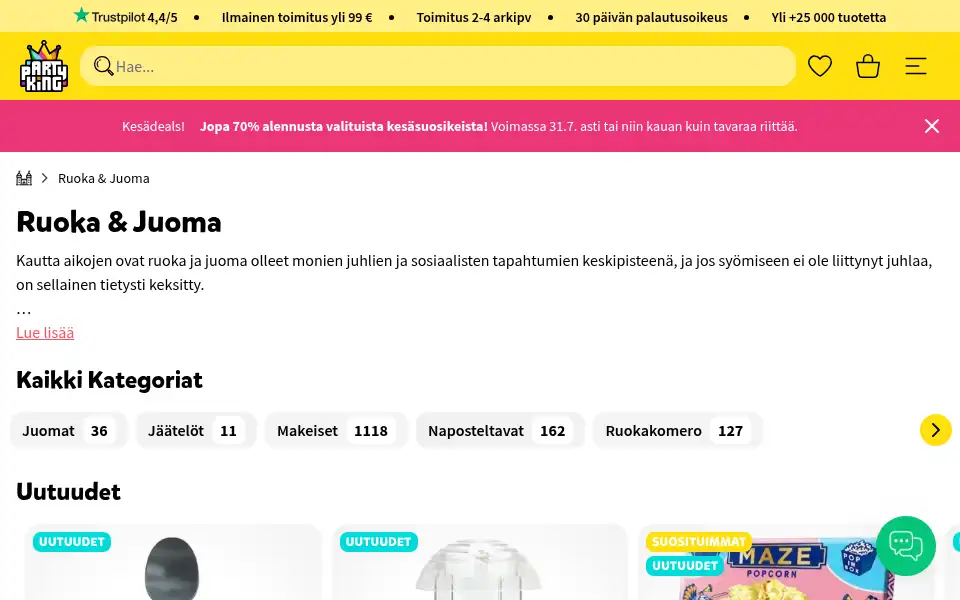 Screenshot of partyking.fi