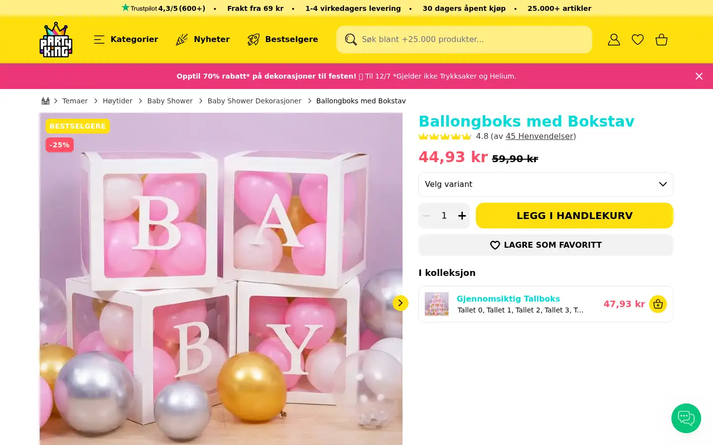 Screenshot of partyking.no