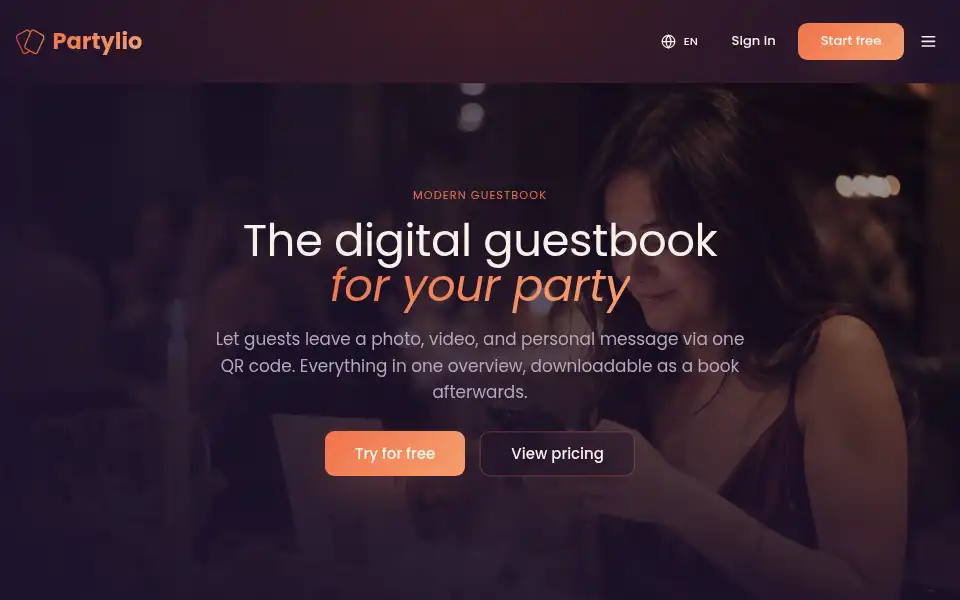 Screenshot of partylio.com