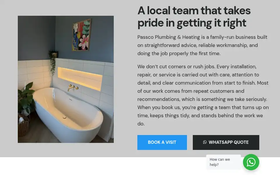 Screenshot of passcoplumbingheating.co.uk